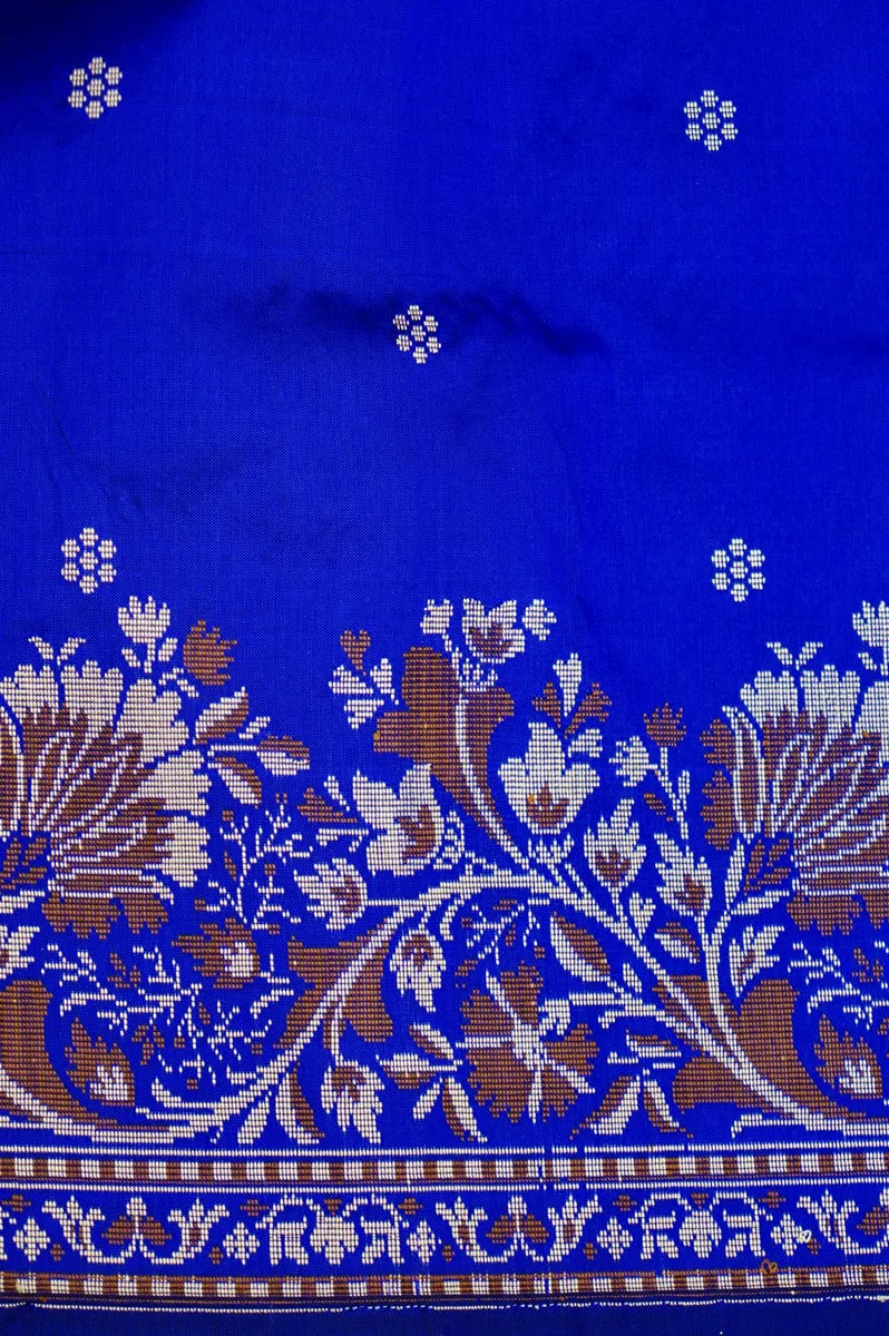 PURE BANARASI ROYAL BLUE SINGLE KATAN SILK SAREE