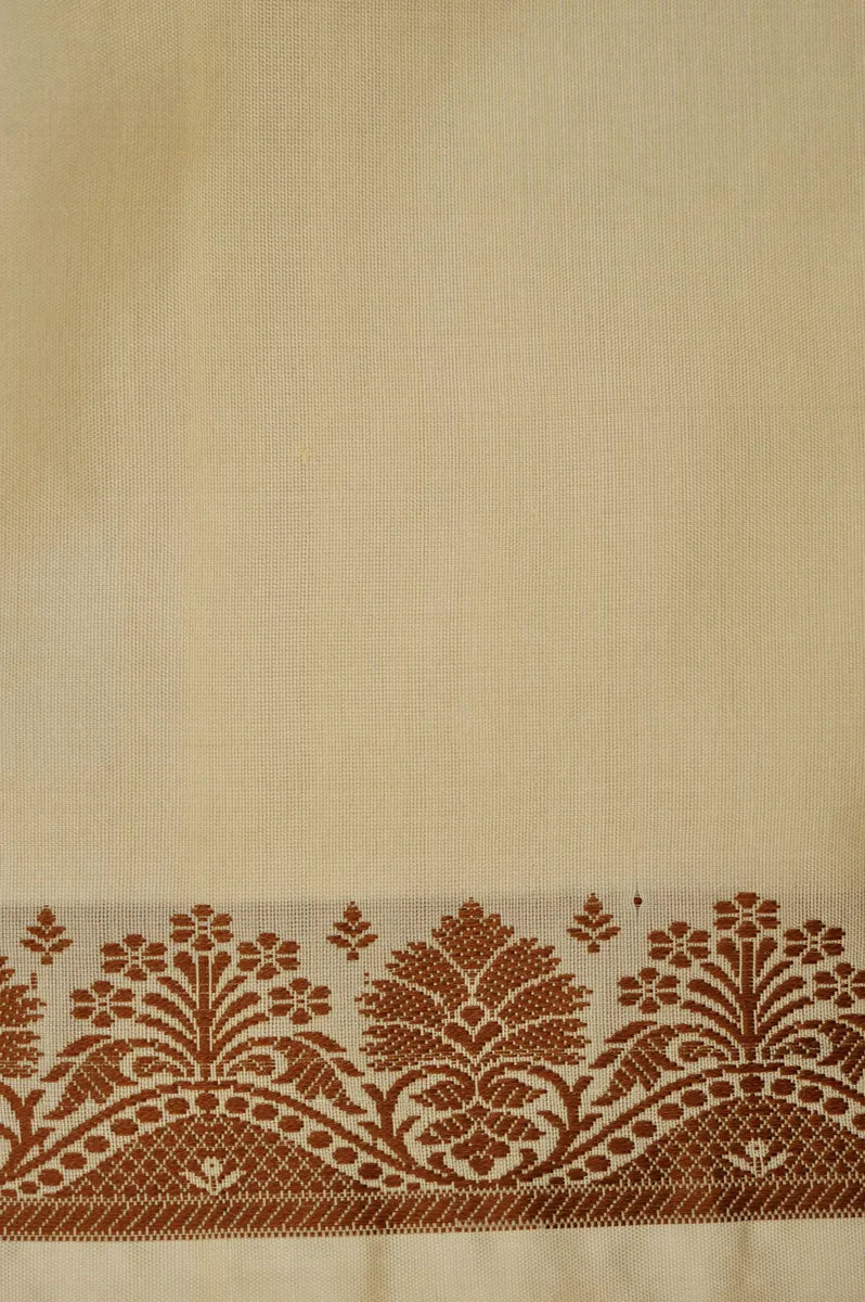 PURE BANARASI CREAM SINGLE KATAN SILK SAREE