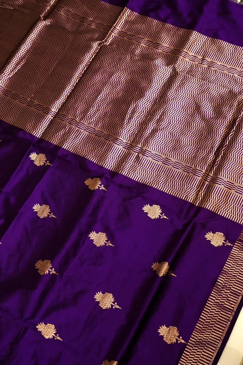 PURE BANARASI MAGENTA SINGLE KATAN SILK SAREE
