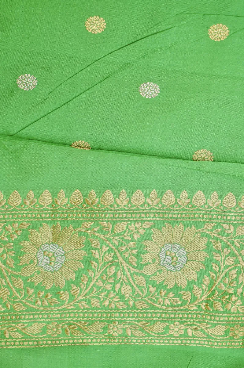 PURE BANARASI CREAM SINGLE KATAN SILK SAREE