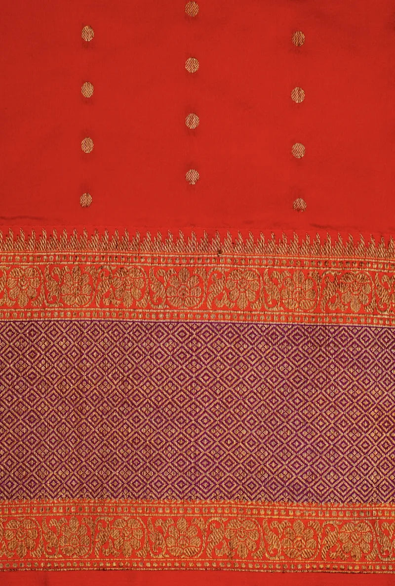 PURE BANARASI PEACH SINGLE KATAN SILK SAREE
