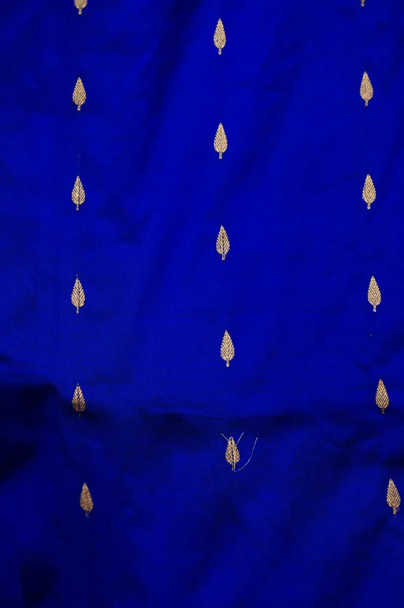 PURE BANARASI ROYAL BLUE SINGLE KATAN SILK SAREE