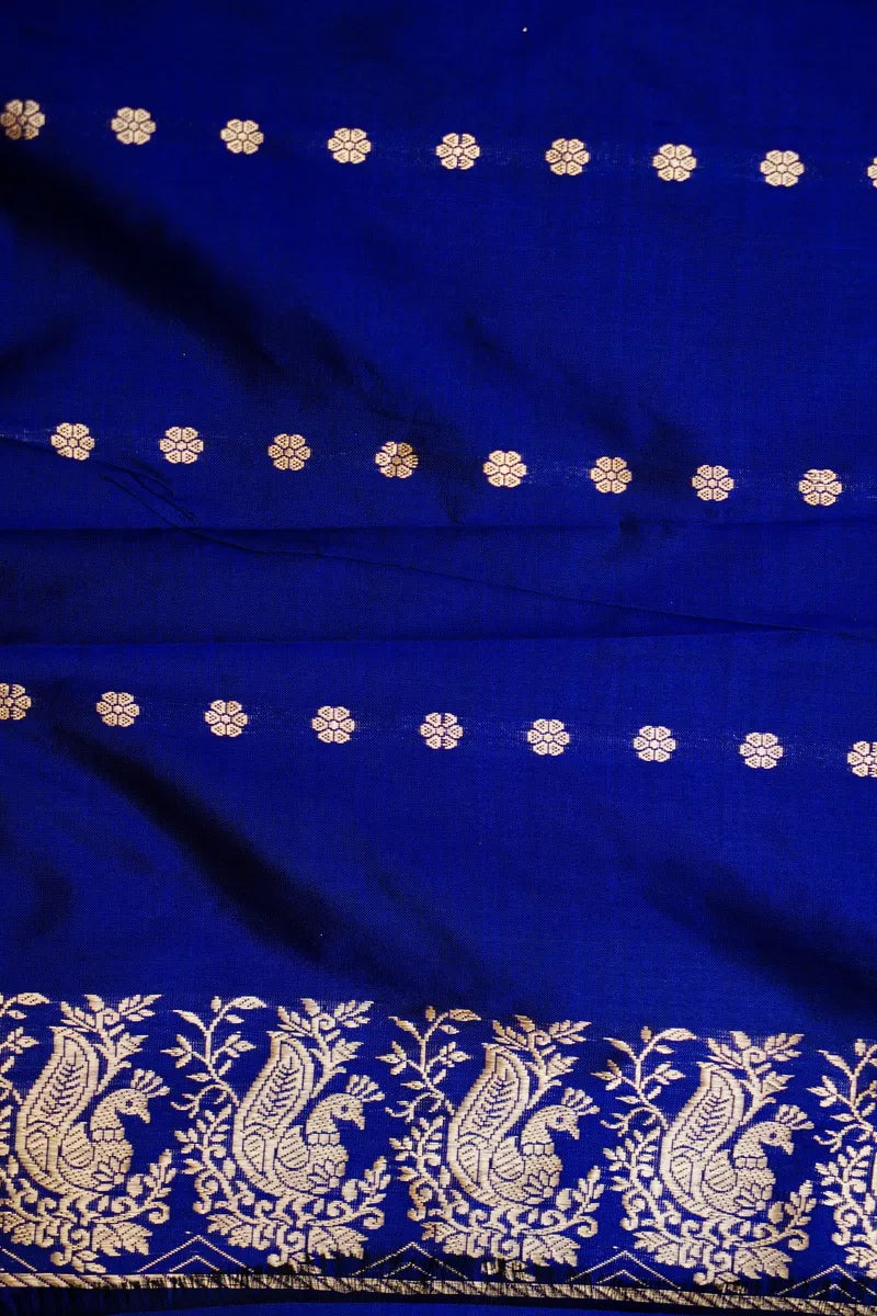 PURE BANARASI NAVY BLUE SINGLE KATAN SILK SAREE