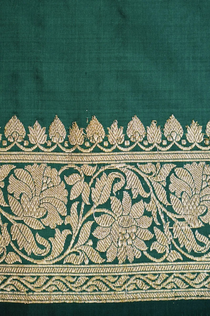 PURE BANARASI SEA GREEN COLOR DOUBLE KATAN SILK SAREE