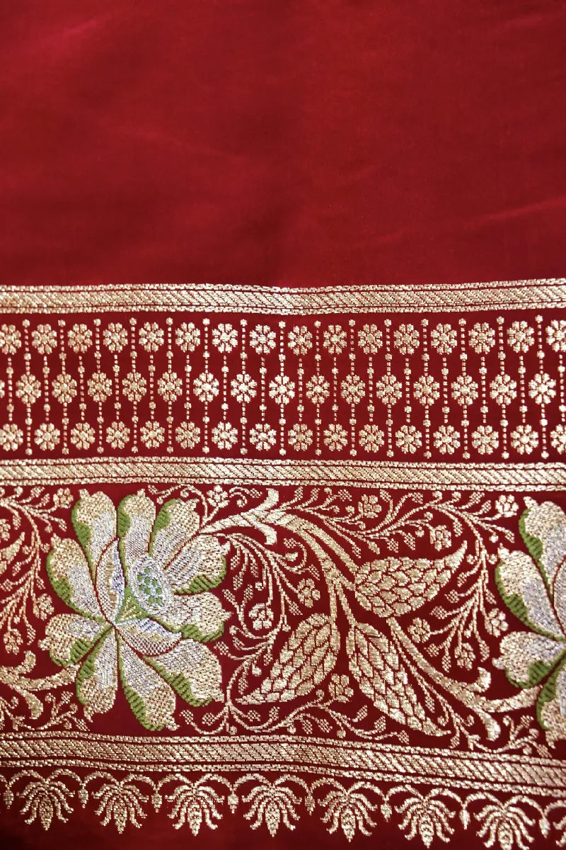 Bridal red Banarasi saree