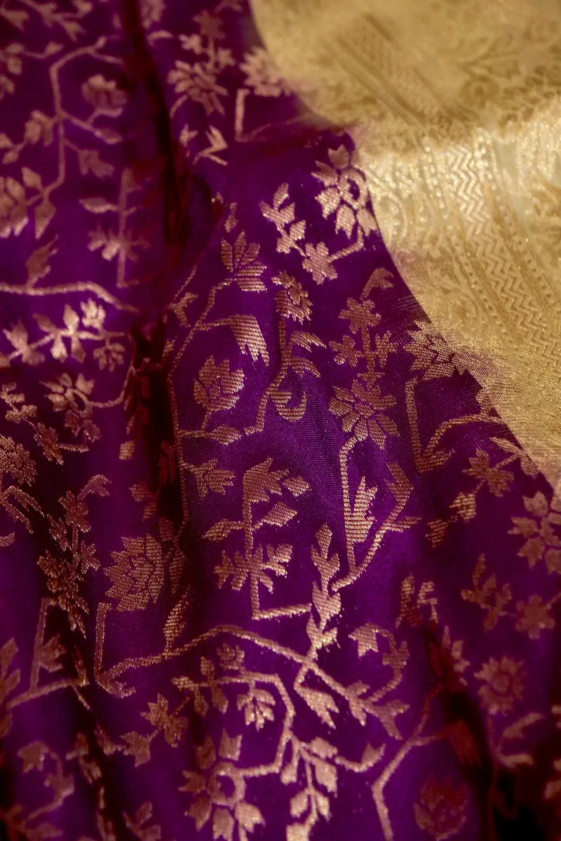 PURE HANDLOOM PURPLE COLOR KANCHIPURAM SILK SAREE
