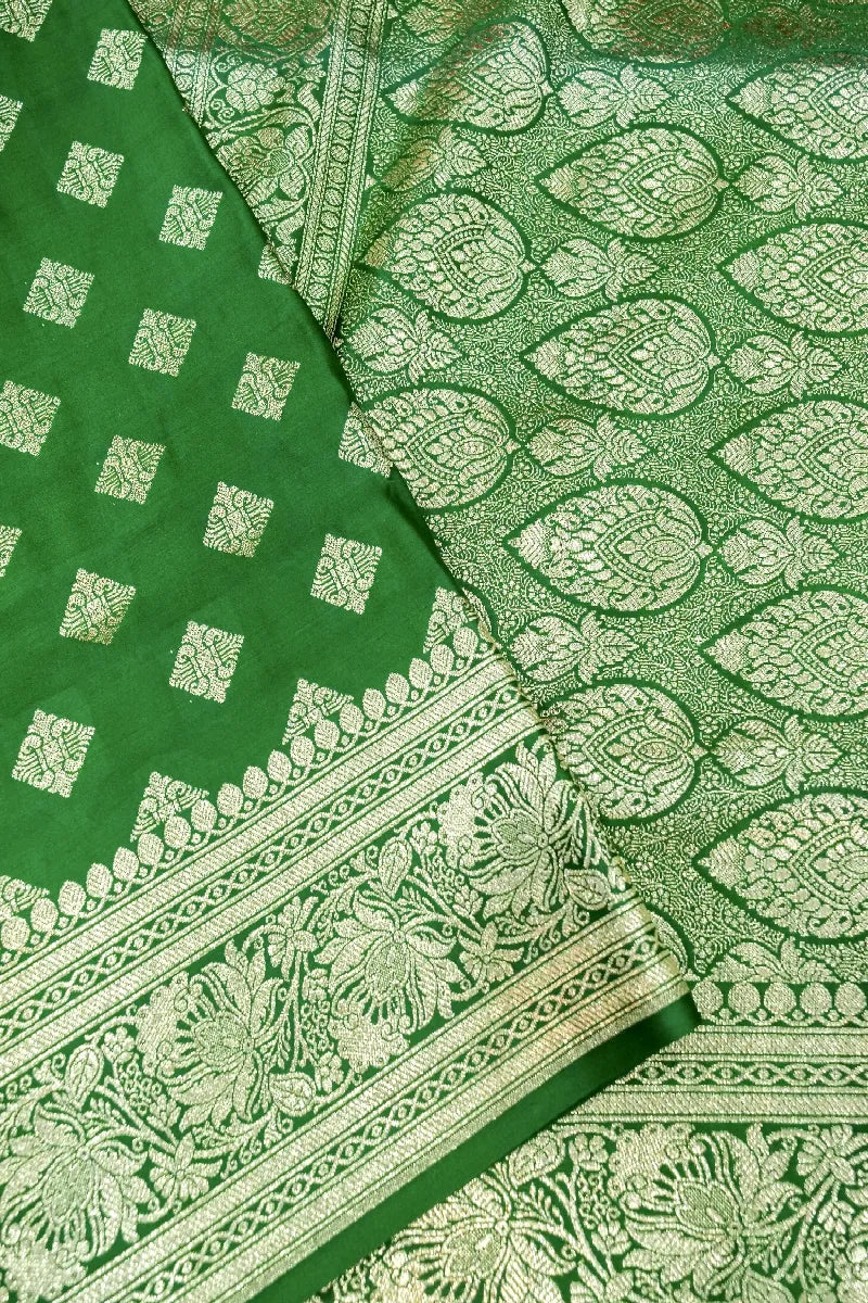 MEHENDI GREEN COLOR BANARASI SILK SAREE