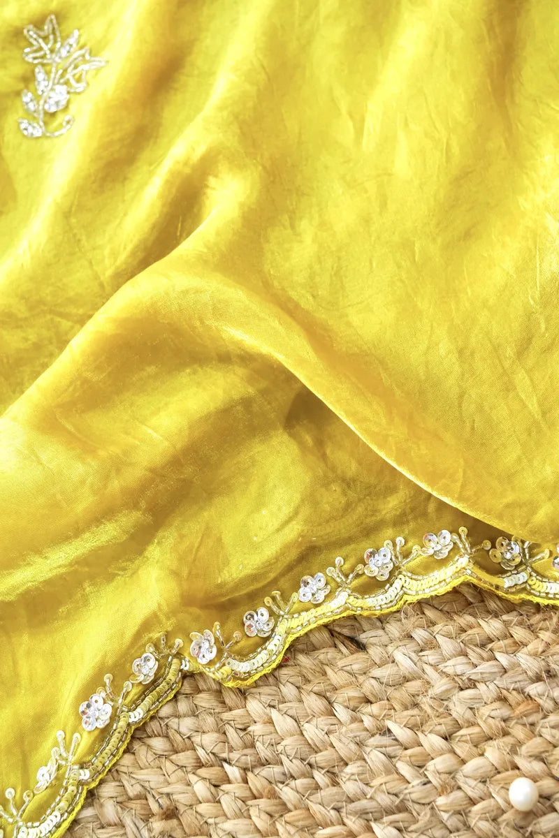 MANGO YELLOW COLOR CREPE SILK SAREE