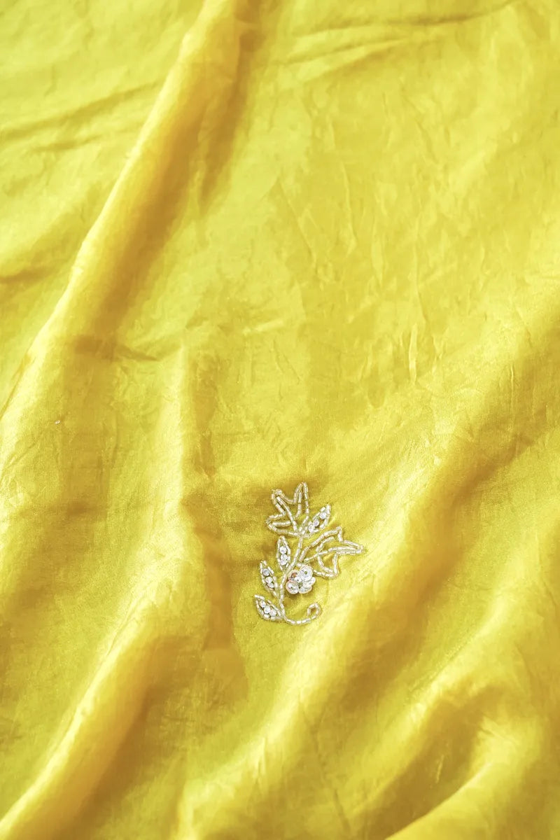 MANGO YELLOW COLOR CREPE SILK SAREE