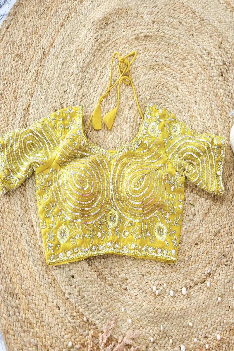 MANGO YELLOW COLOR CREPE SILK SAREE