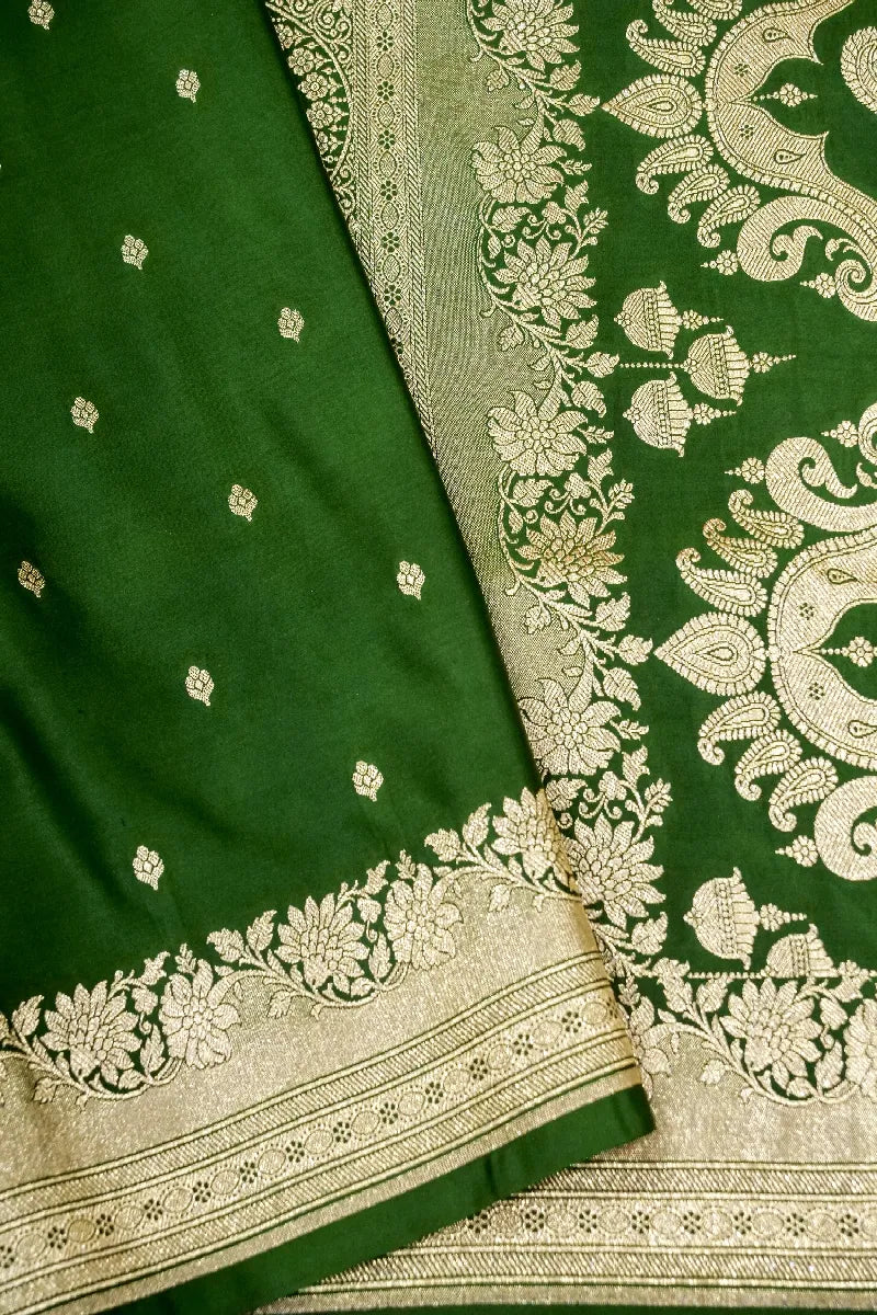 MEHENDI GREEN COLOR BANARASI SILK SAREE