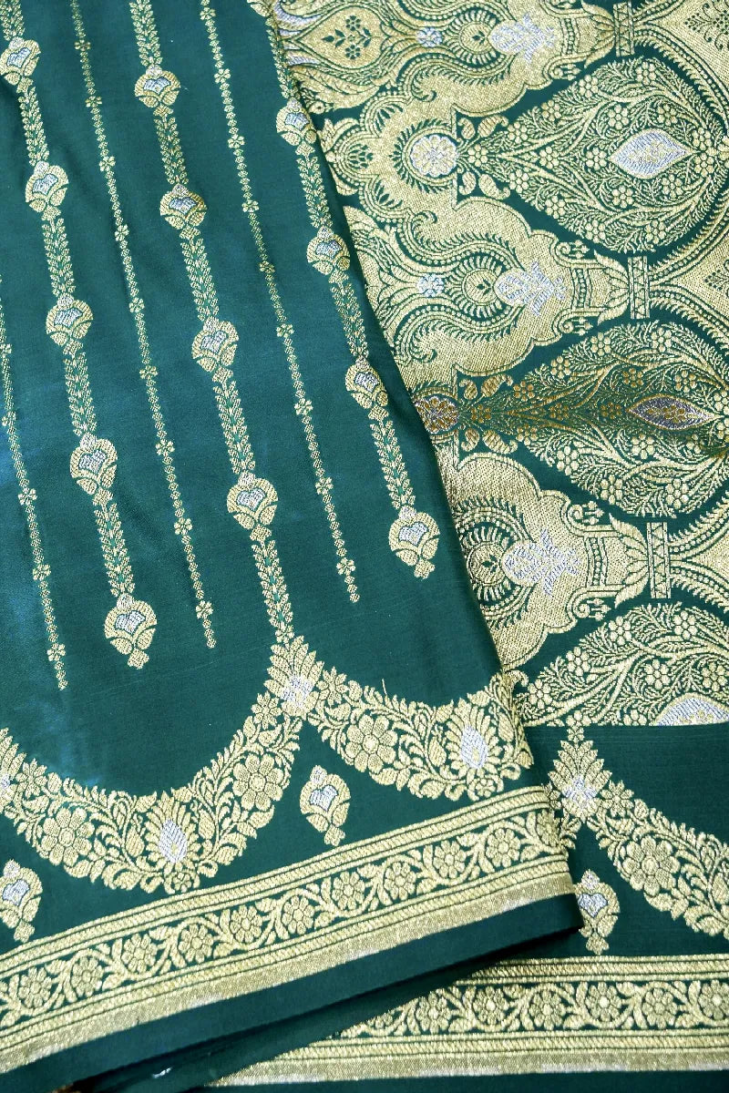 TEAL GREEN COLOR BANARASI SILK SAREE