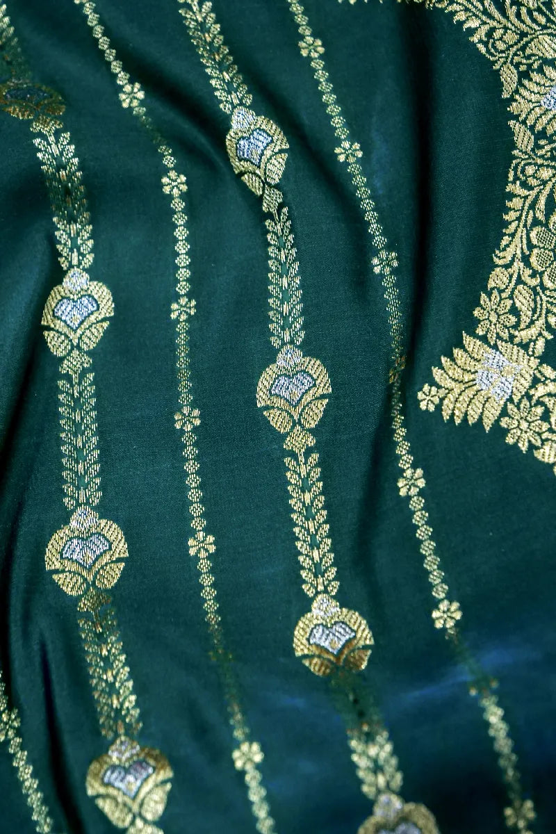 TEAL GREEN COLOR BANARASI SILK SAREE