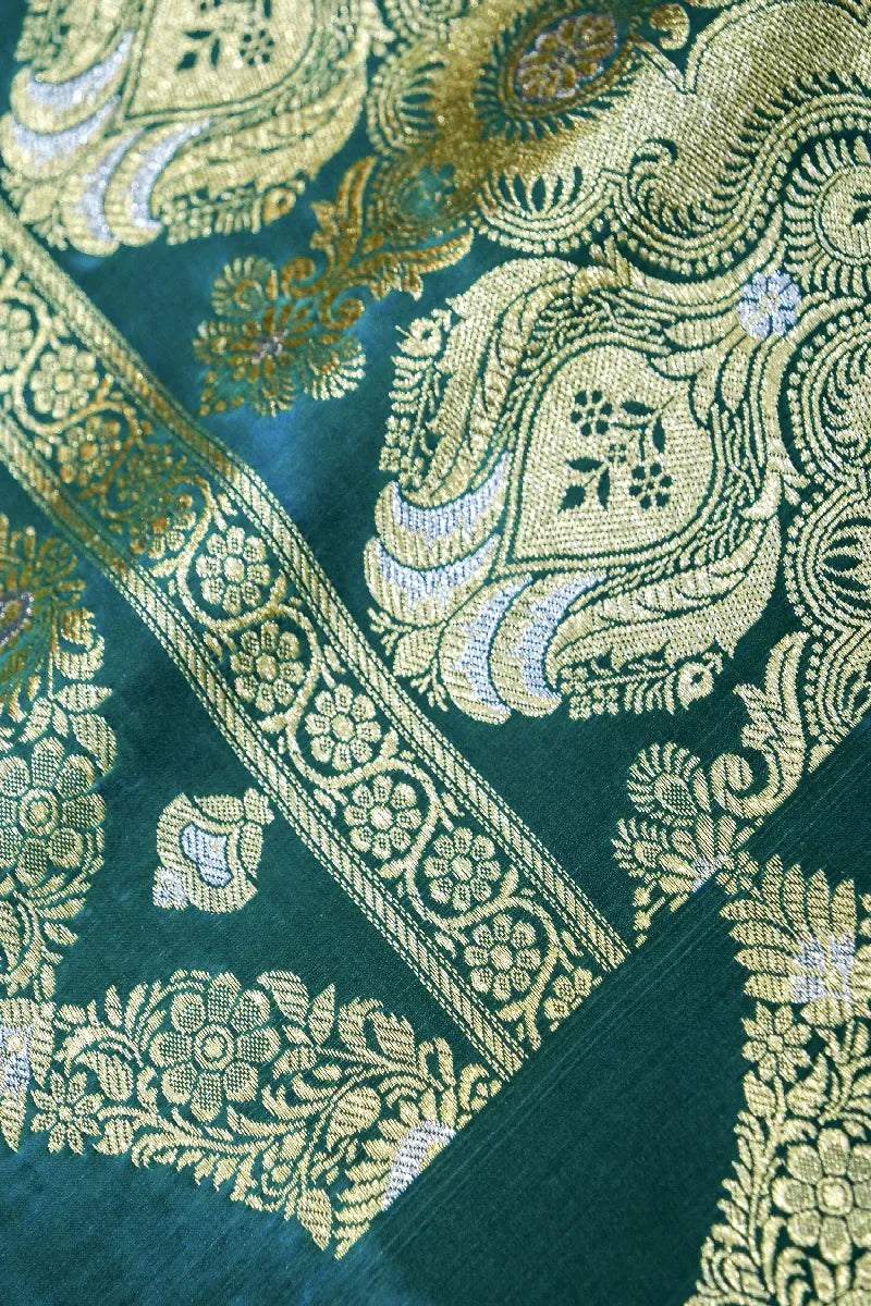 TEAL GREEN COLOR BANARASI SILK SAREE