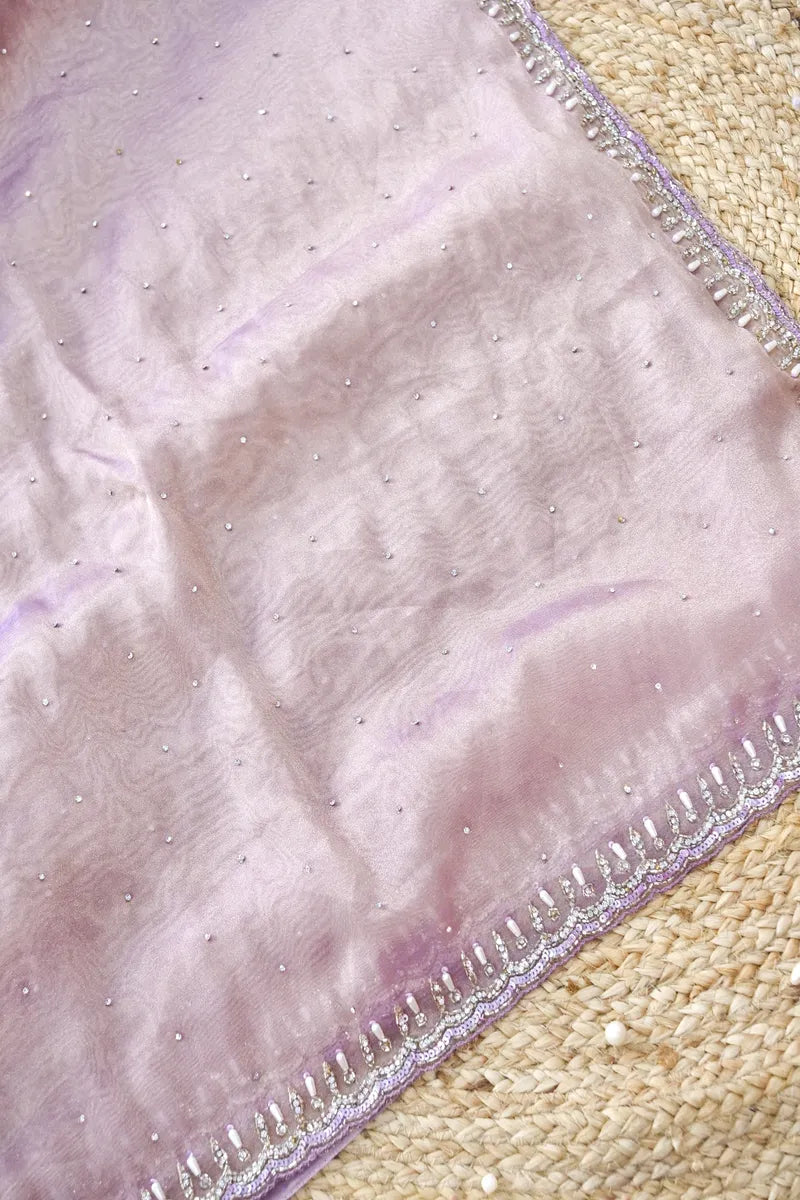 LAVENDER COLOR TISSUE SILK SAREE