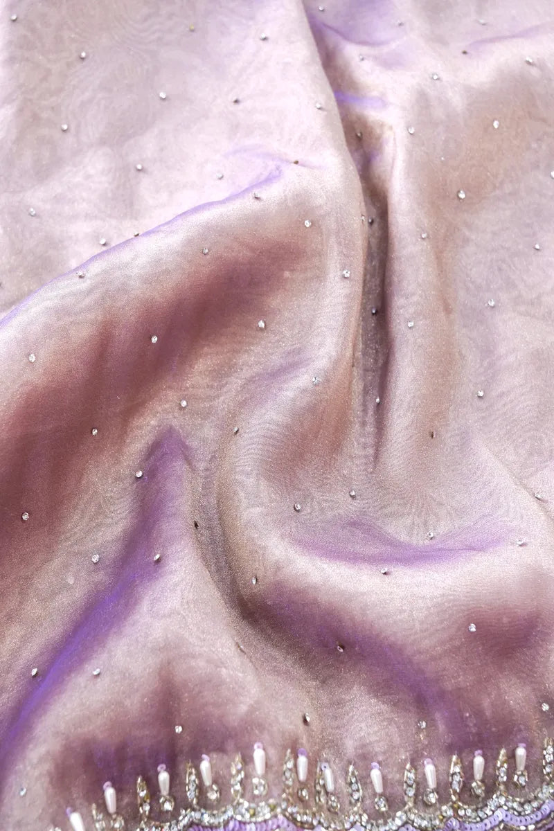 LAVENDER COLOR TISSUE SILK SAREE