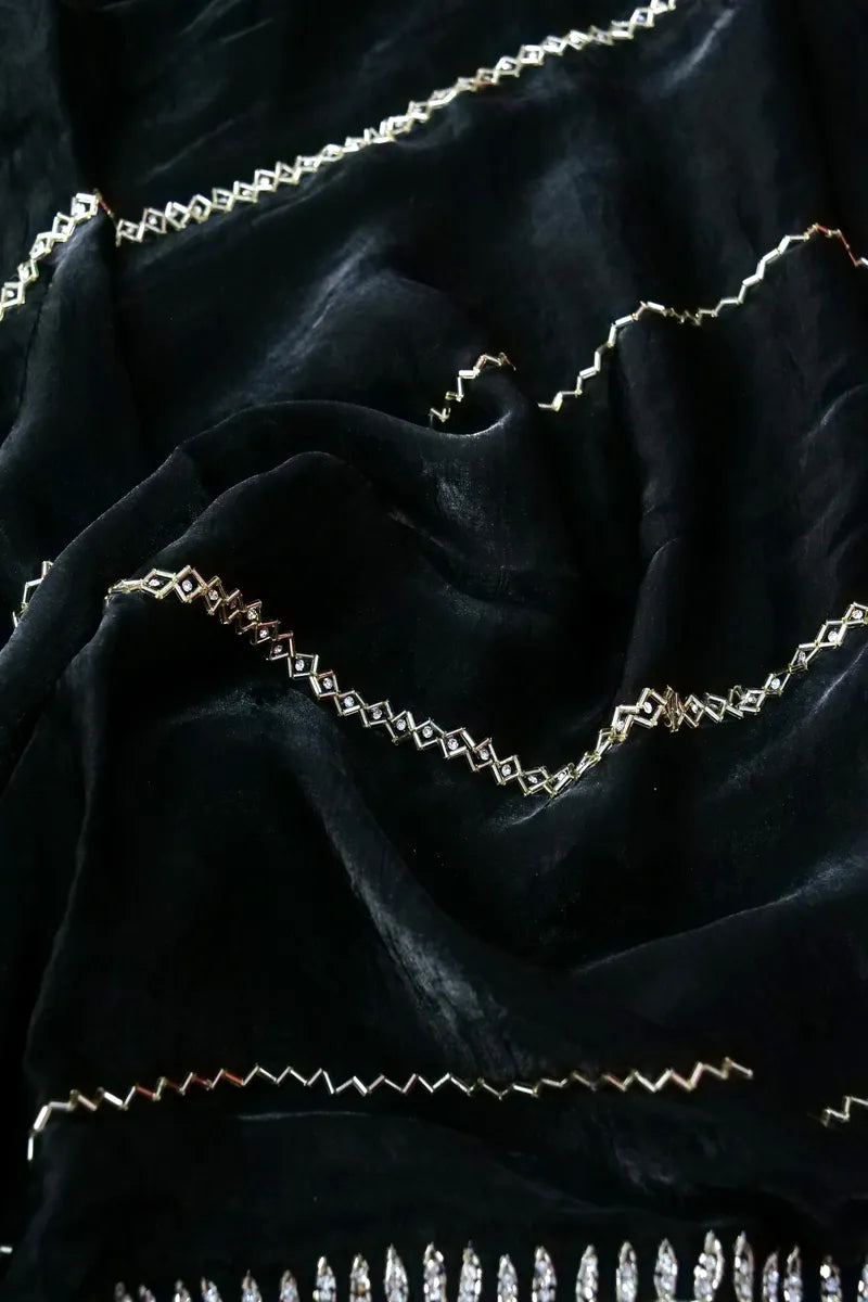 BLACK COLOR CREPE SILK SAREE