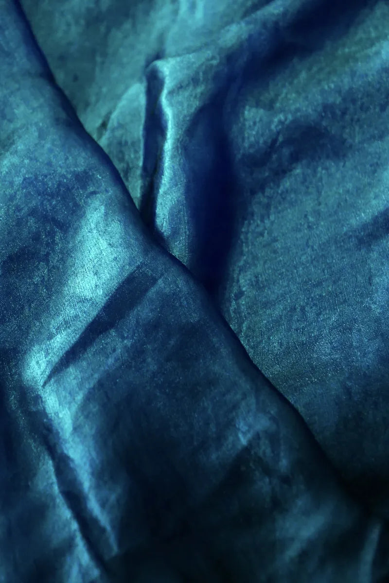 PEACOCK BLUE COLOR CREPE SILK SAREE