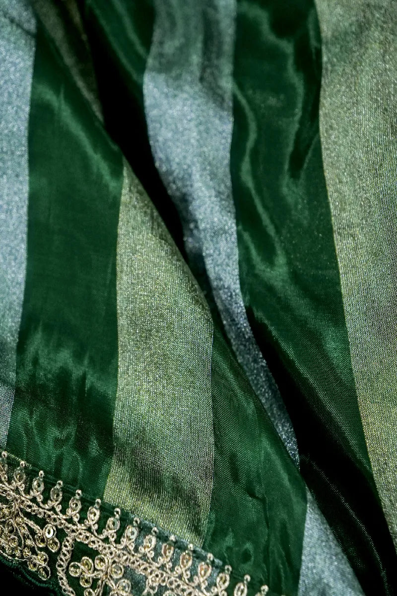 DARK GREEN COLOR ORAGANZA SAREE