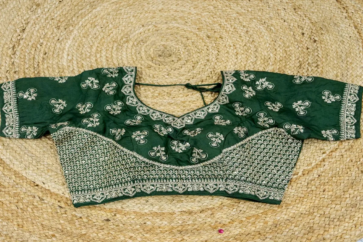 DARK GREEN COLOR ORAGANZA SAREE