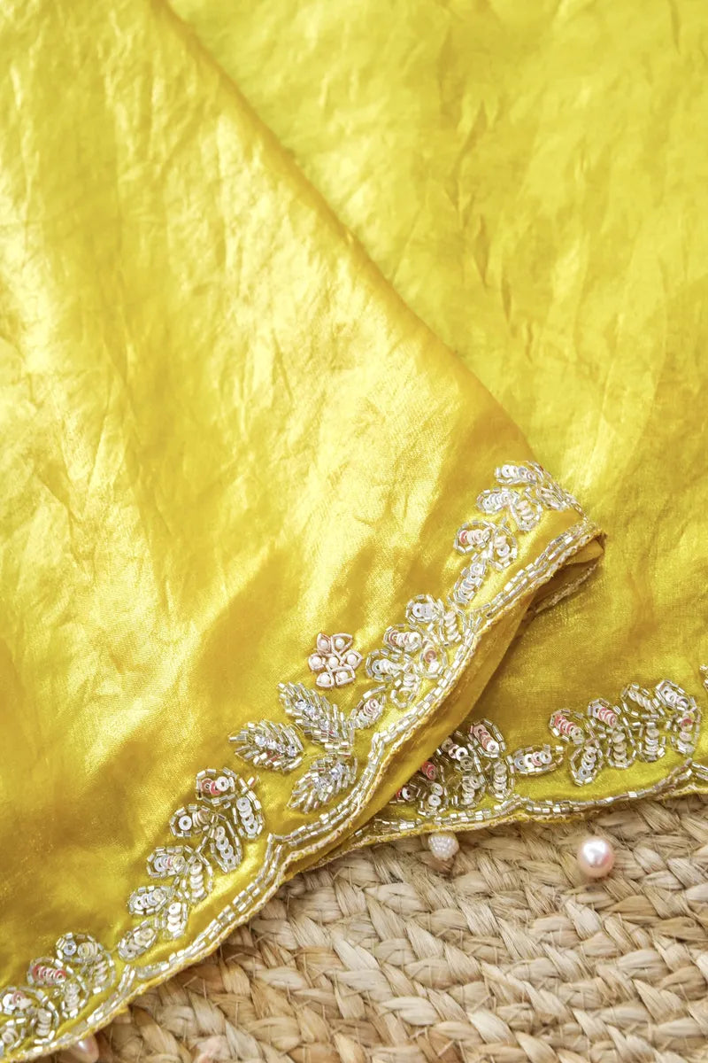MANGO YELLOW COLOR CREPE SILK SAREE