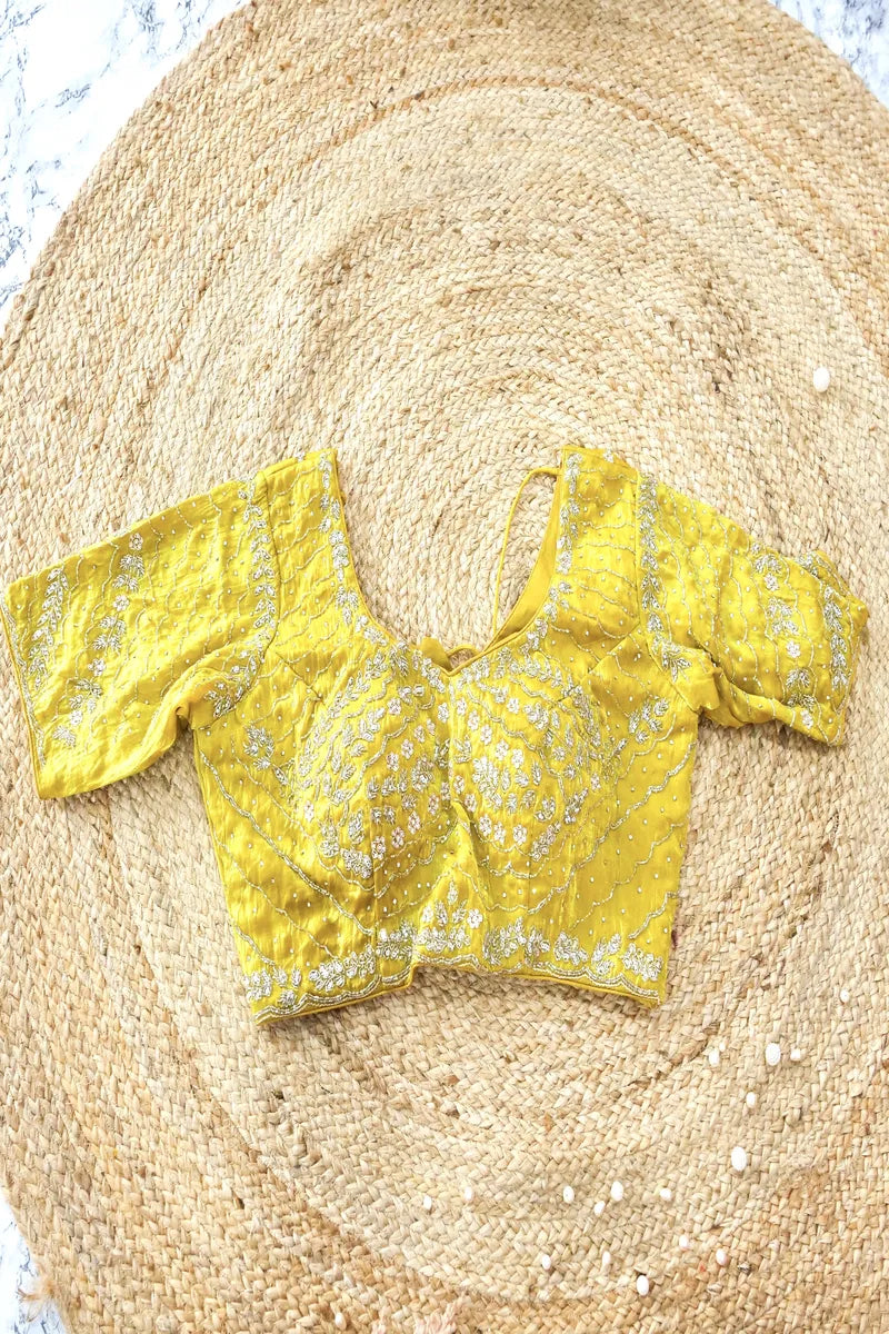 MANGO YELLOW COLOR CREPE SILK SAREE