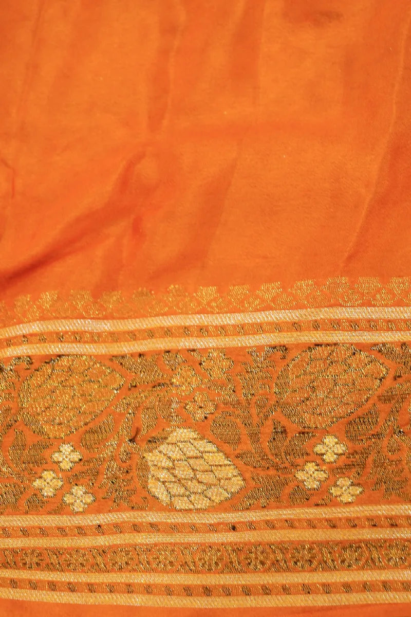 ORANGE COLOR KHADDI GEORGETTE SAREE