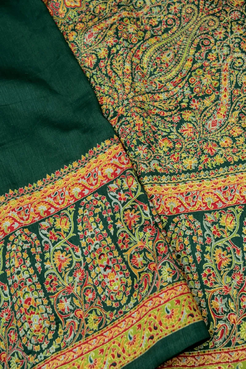 GREEN COLOR RAW SILK SAREE