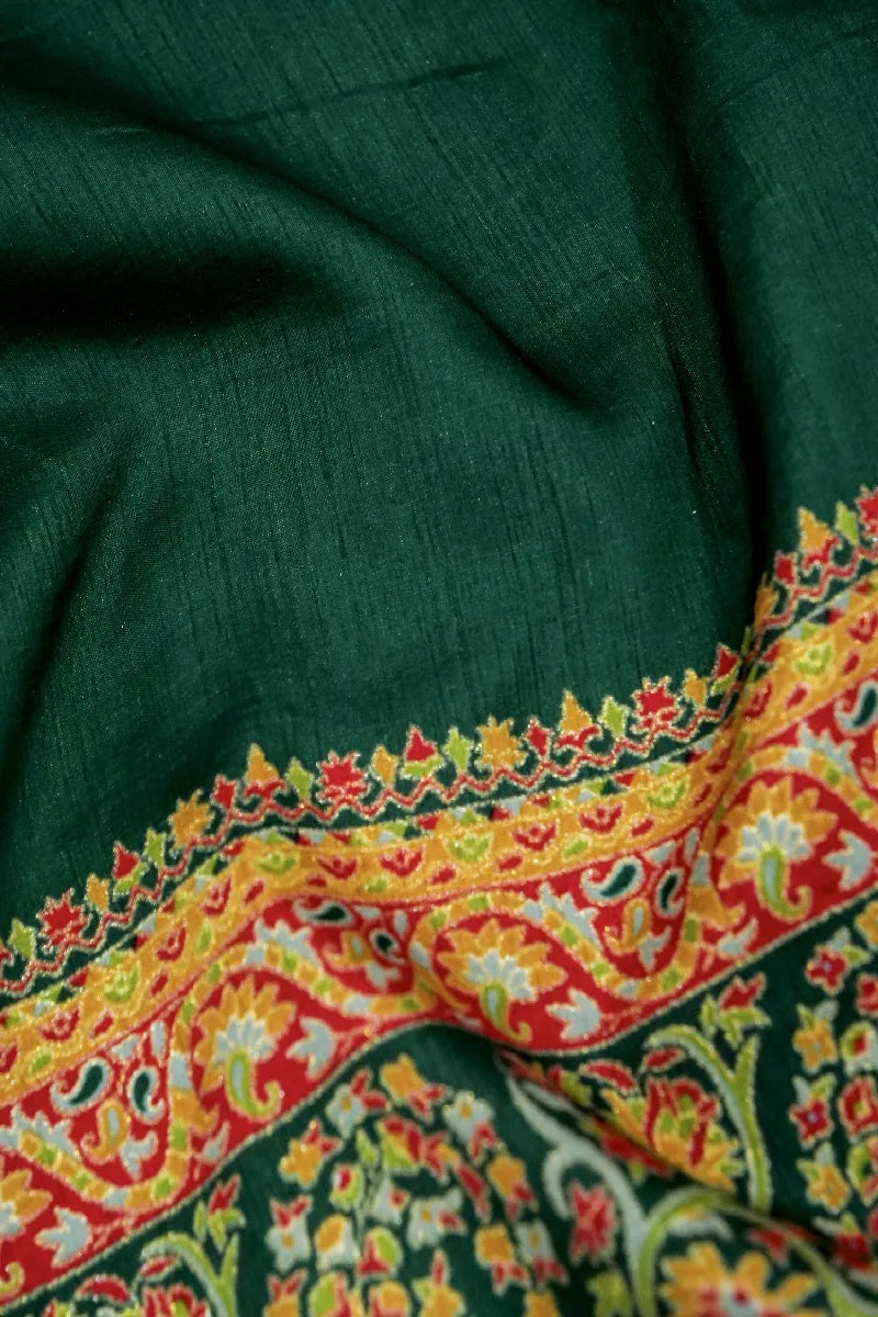GREEN COLOR RAW SILK SAREE