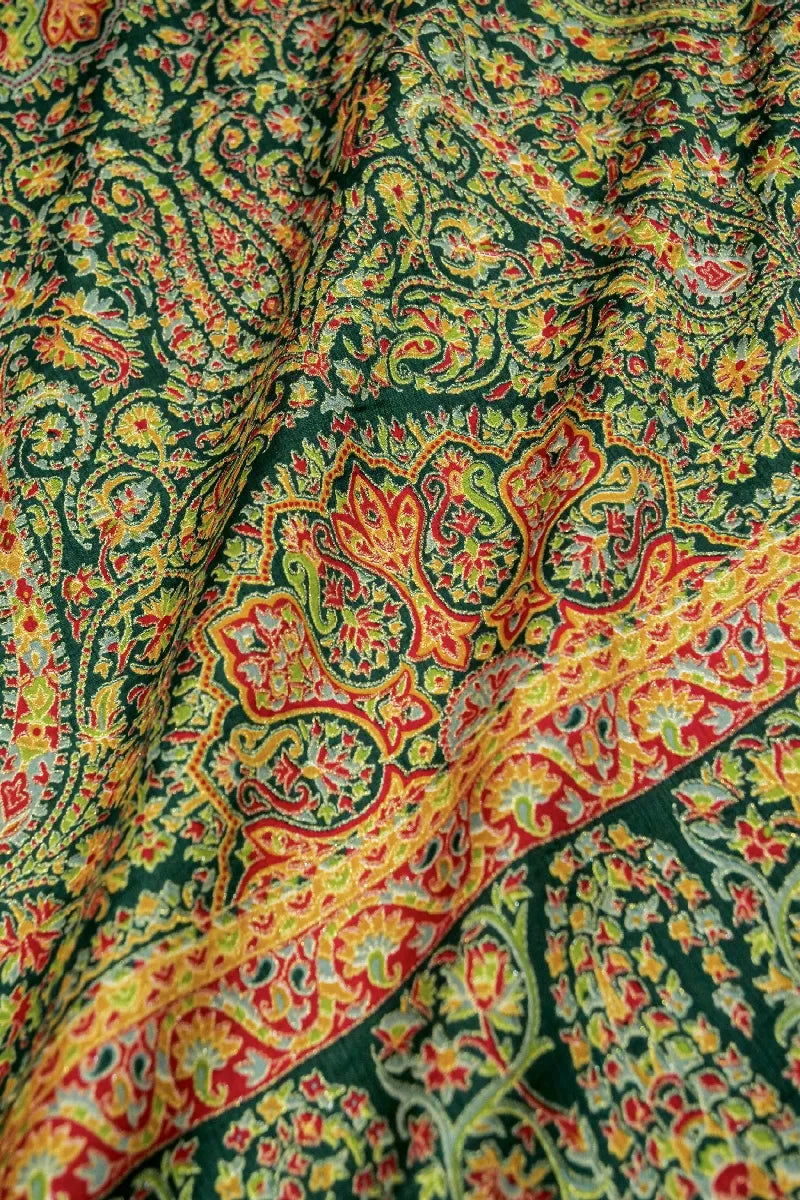 GREEN COLOR RAW SILK SAREE