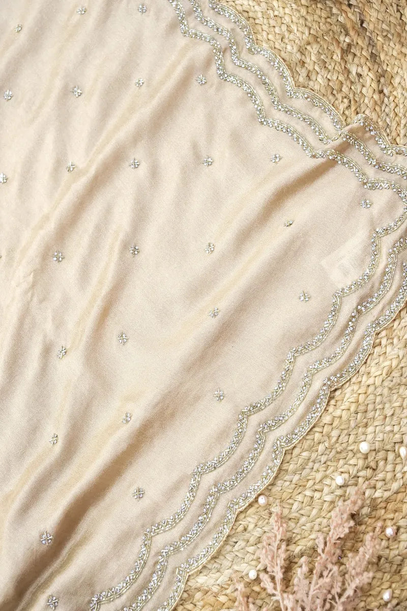 CREAM COLOR CREPE SILK SAREE