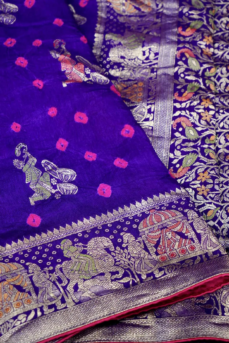 PURPLE COLOR GAJJI SILK BANDHANI SAREE