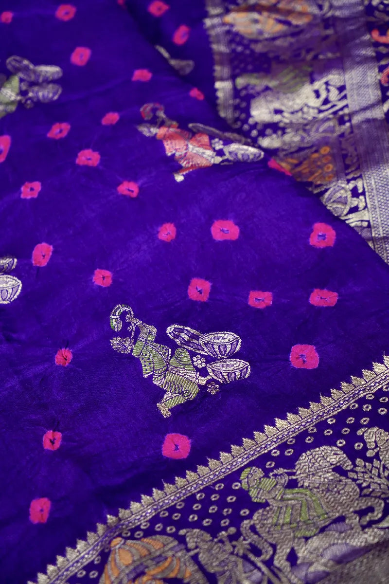 PURPLE COLOR GAJJI SILK BANDHANI SAREE
