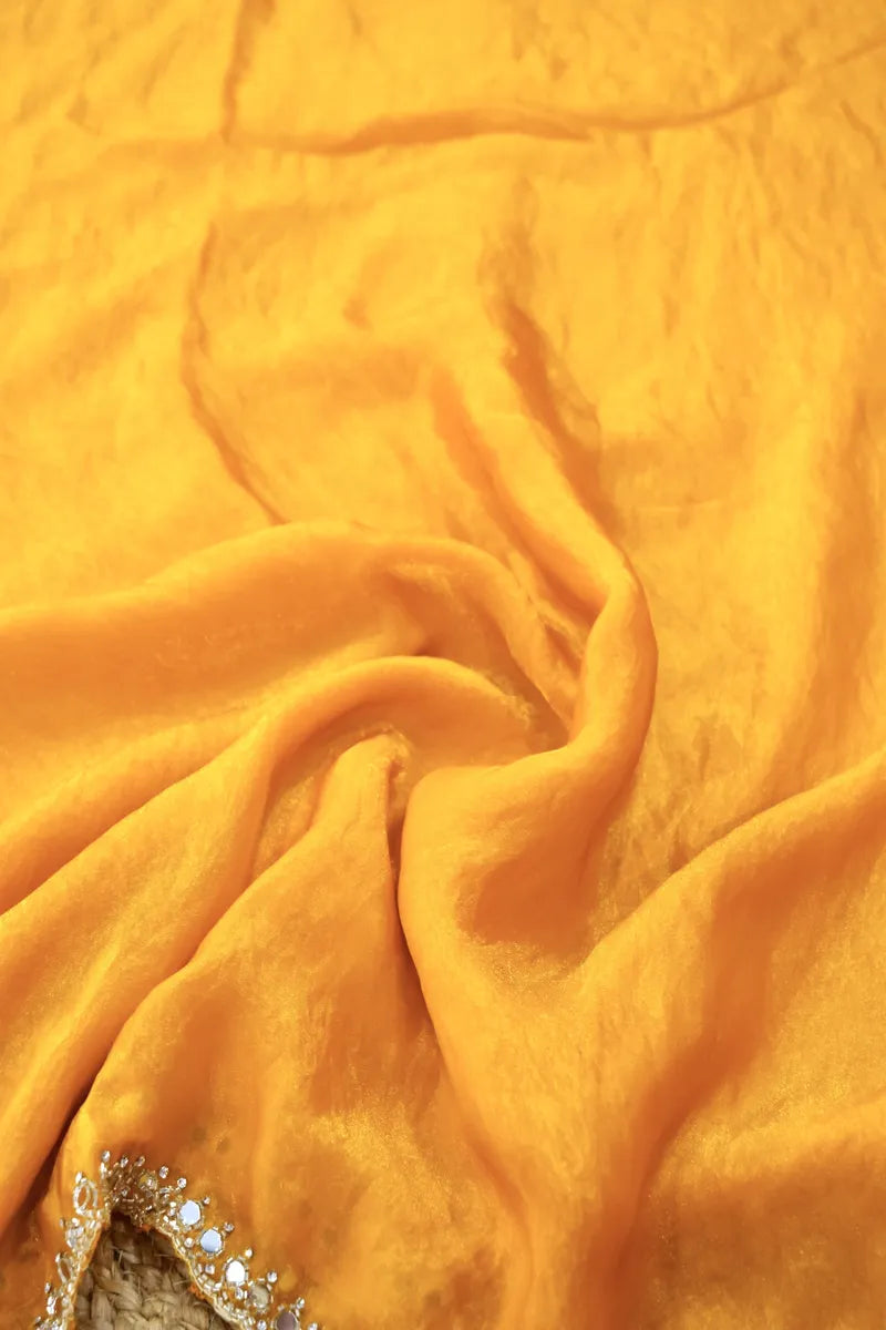 YELLOW COLOR CREPE SILK SAREE