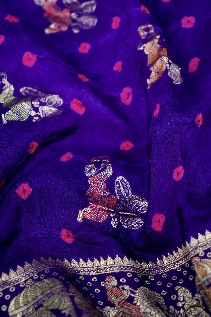 PURPLE COLOR GAJJI SILK BANDHANI SAREE