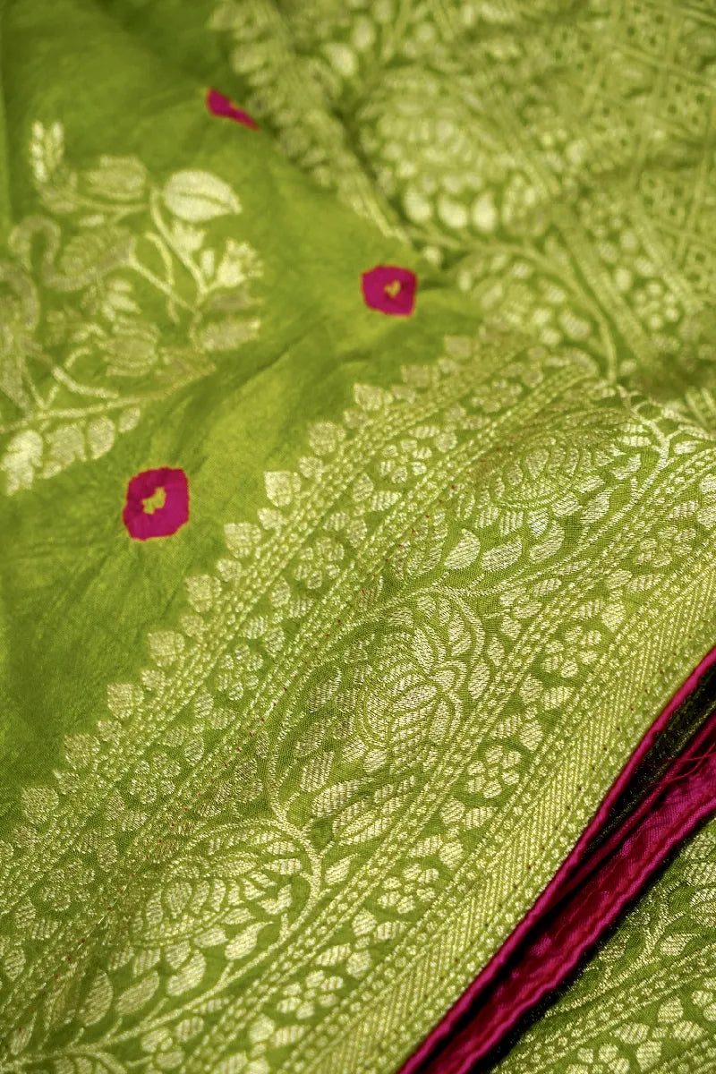 MEHENDI GREEN COLOR GAJJI SILK BANDHANI SAREE