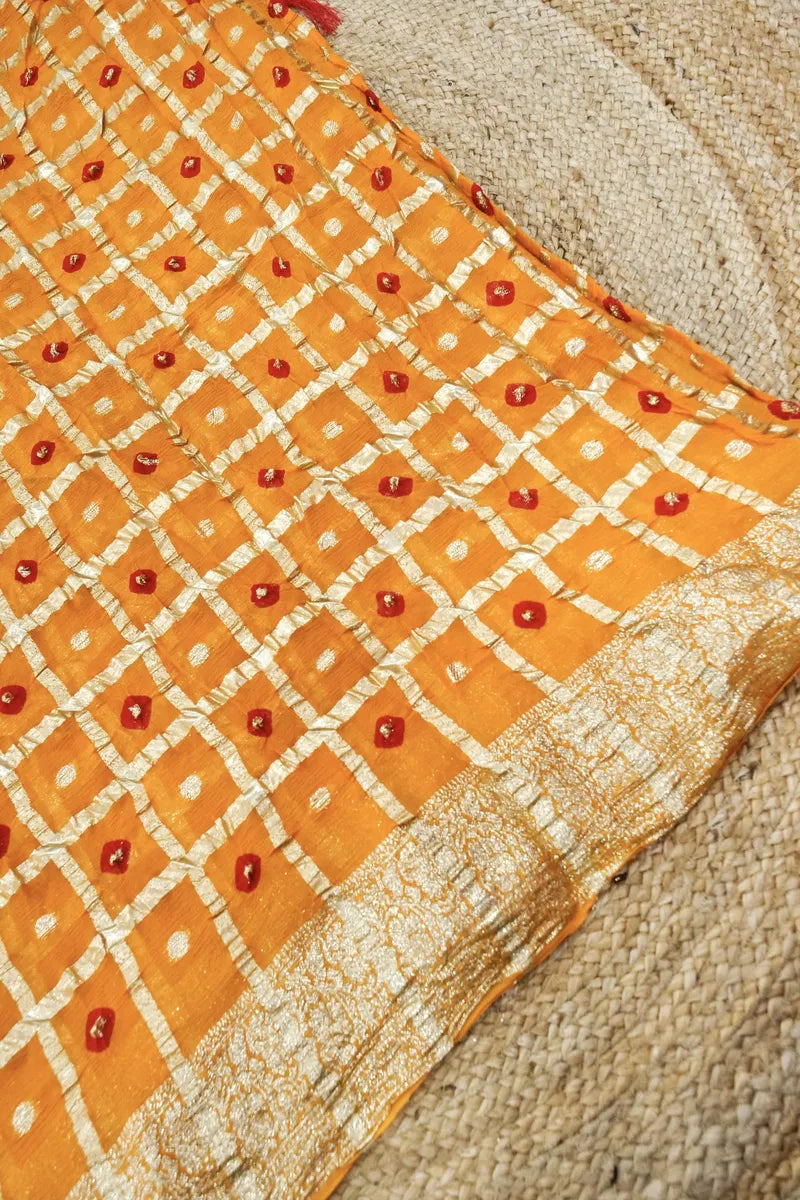ORANGE COLOR GEORGETTE BANDHANI SAREE