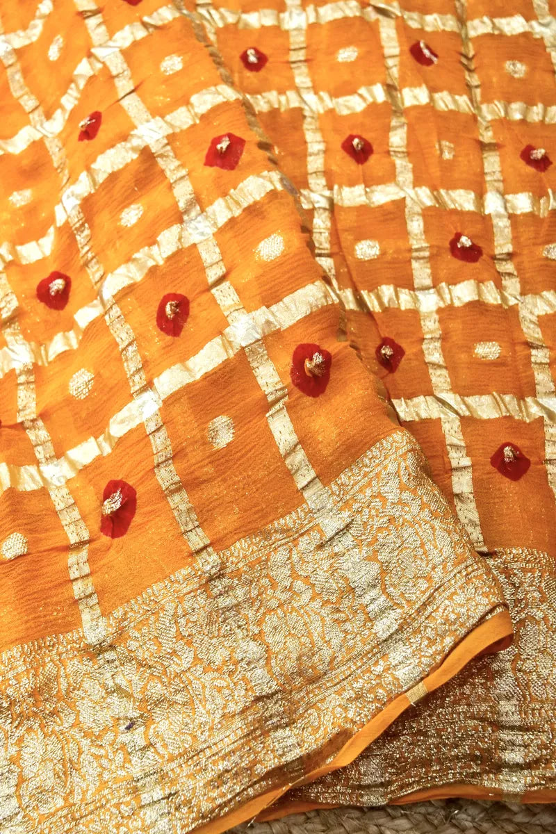 ORANGE COLOR GEORGETTE BANDHANI SAREE