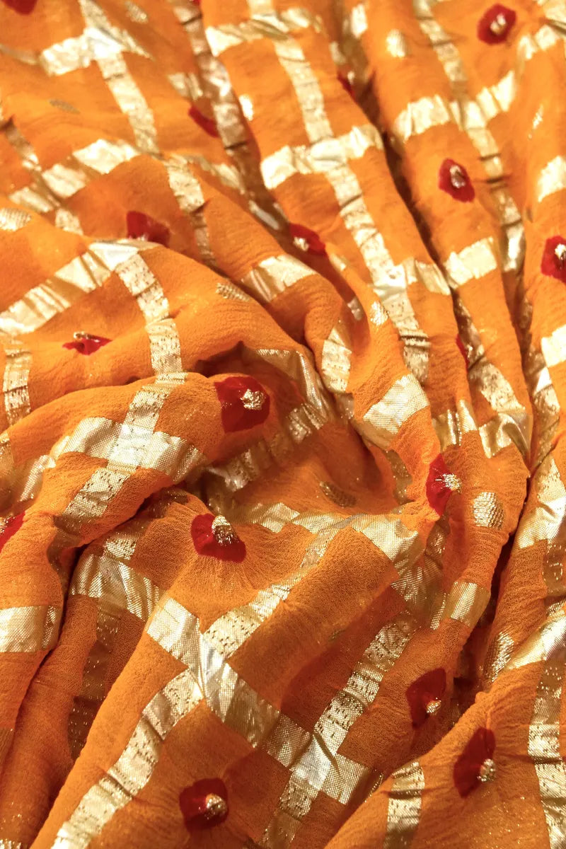 ORANGE COLOR GEORGETTE BANDHANI SAREE