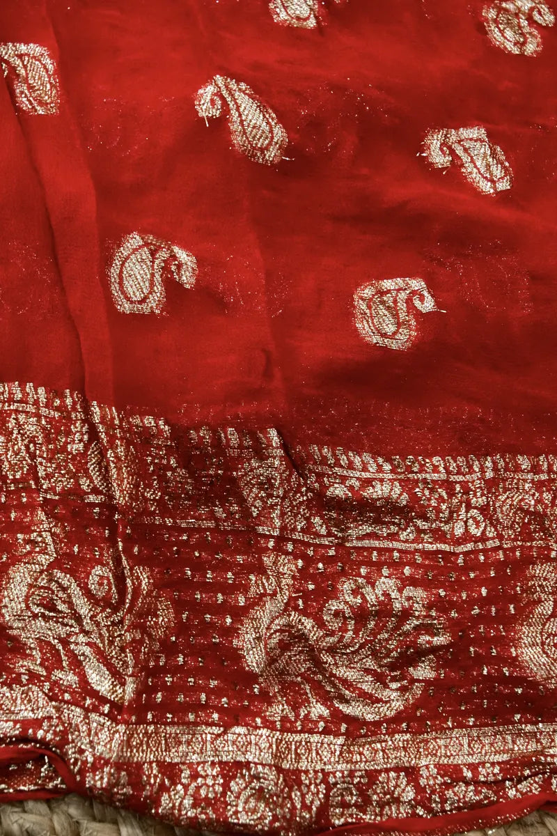 ORANGE COLOR GEORGETTE BANDHANI SAREE