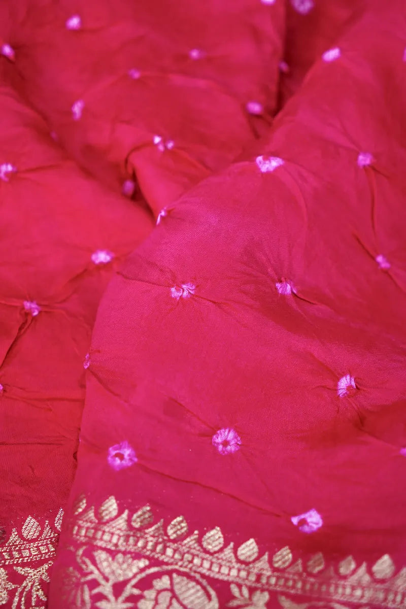 PINK COLOR GAJJI SILK BANDHANI SAREE