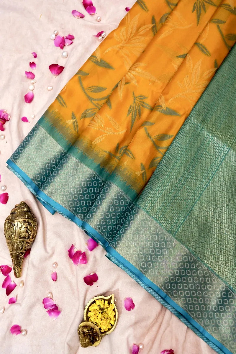 YELLOW COLOR BANARASI SILK SAREE
