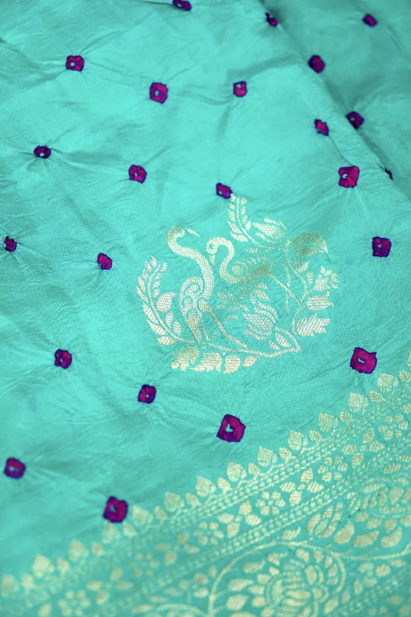 CEYAN COLOR GAJJI SILK BANDHANI SAREE