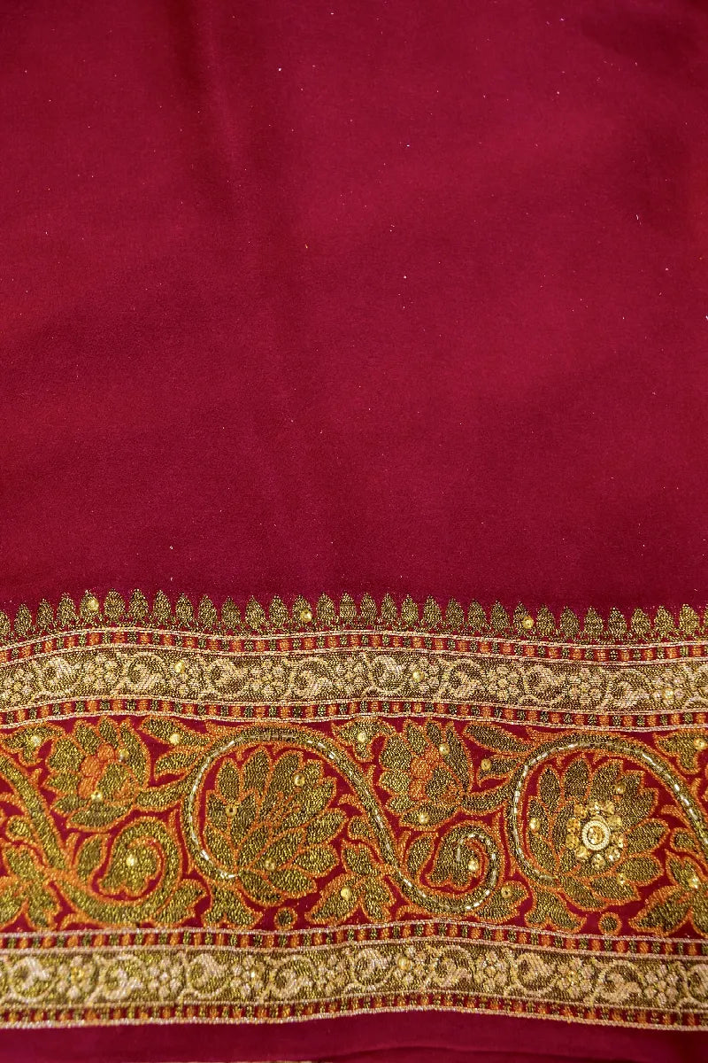 ORANGE WITH PINK COLOR KHADDI GEORGETTE SAREE