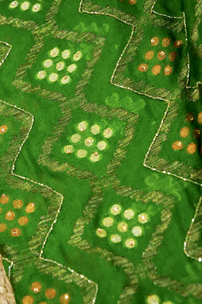 GREEN WITH PINK COLOR KHADDI GEORGETTE SAREE