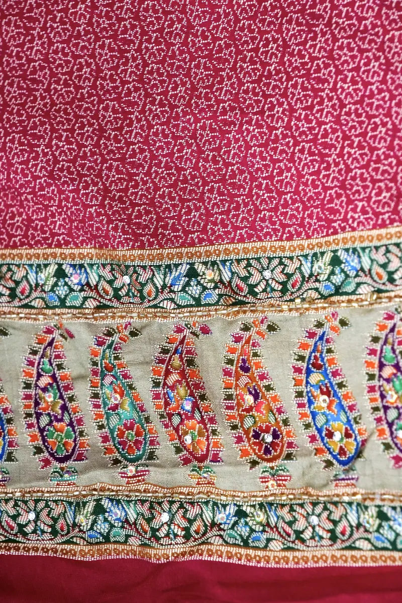 PISTA GREEN COLOR CREPE SILK PACHMEENA SAREE