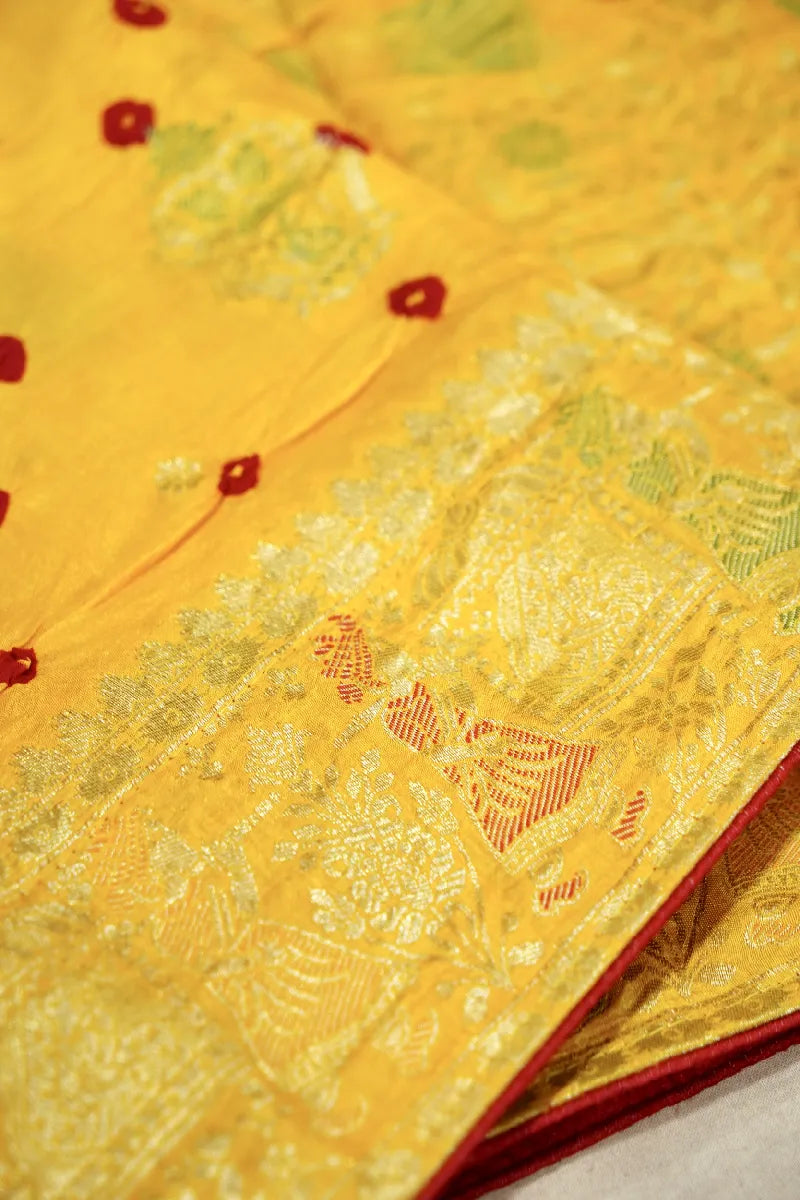 TEAL BLUE COLOR GAJJI SILK BANDHANI SAREE