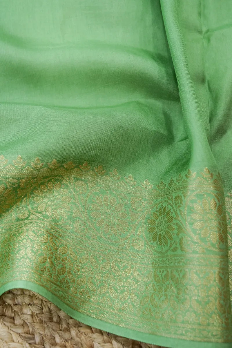 PISTA GREEN COLOR DOLA SILK SAREE