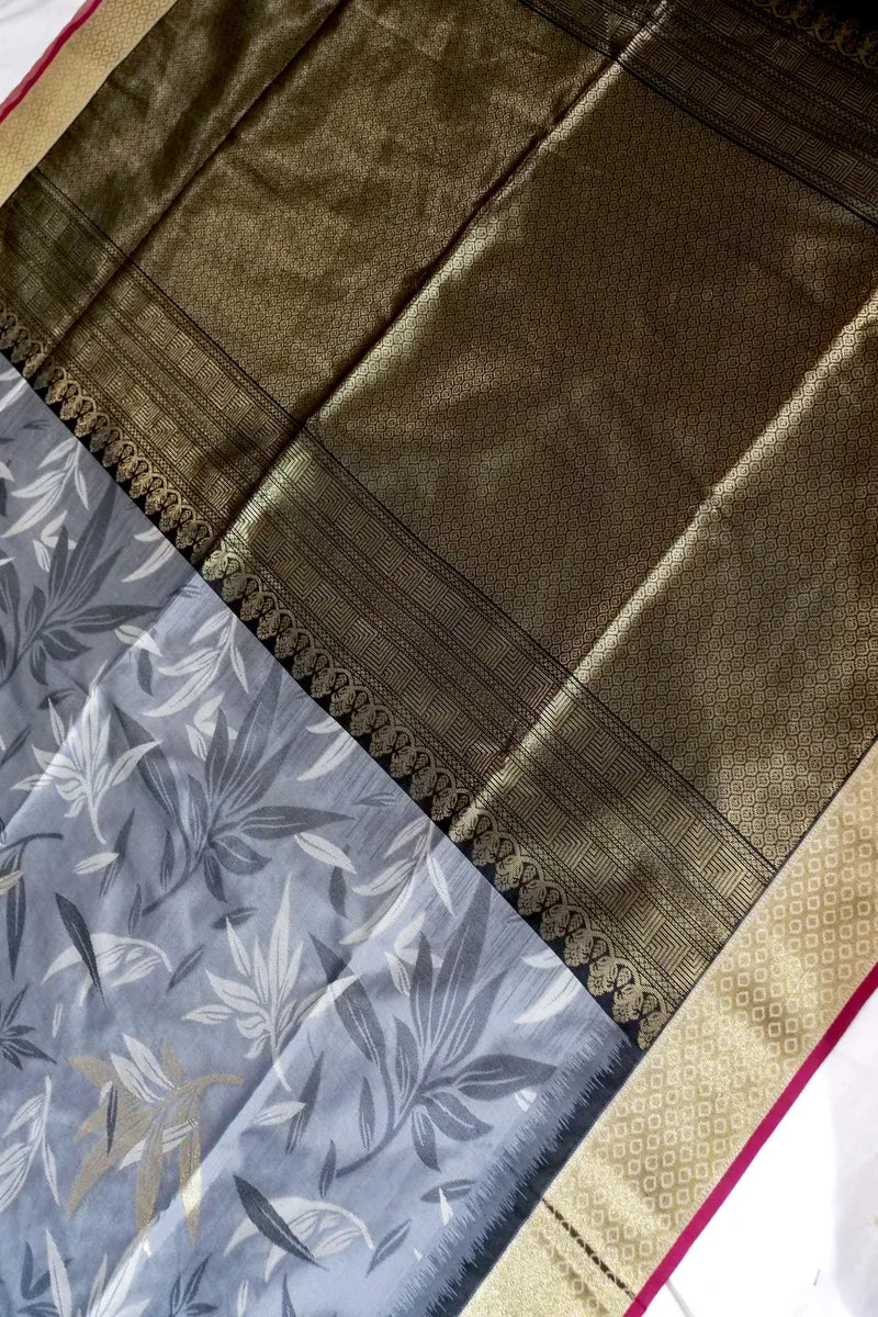 GREY COLOR BANARASI SILK SAREE