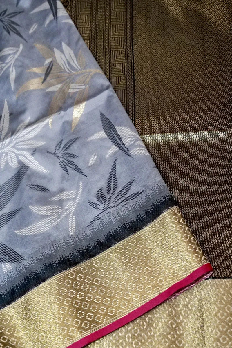 GREY COLOR BANARASI SILK SAREE